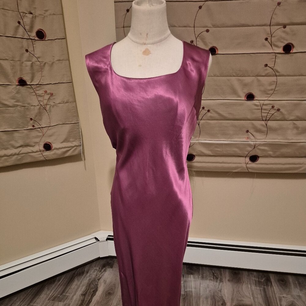 Square Neck Satin Slip Midi Dress